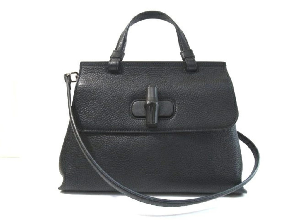 Gucci Bamboo Daily Shoulder Bag Calfskin Black